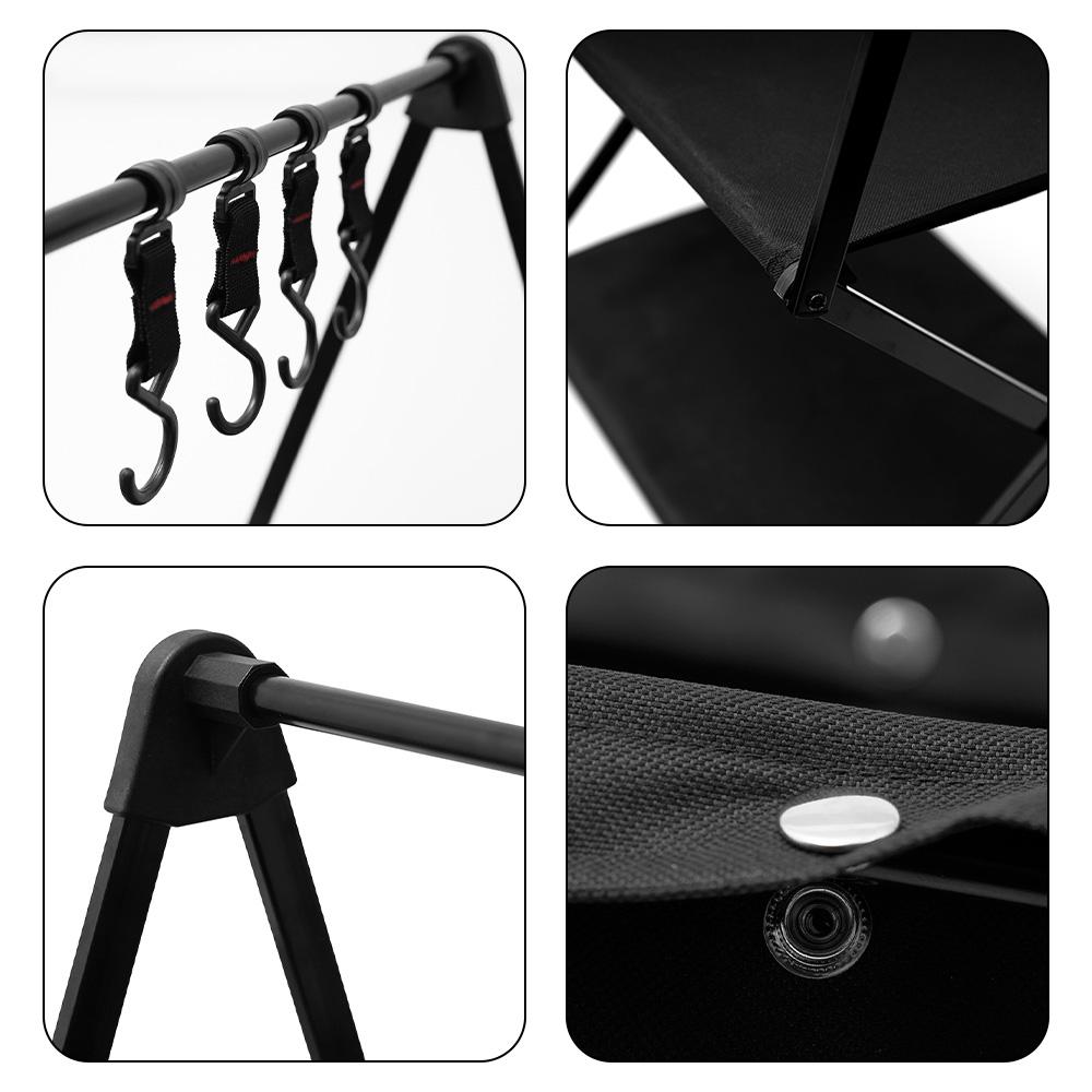 Outdoor Camping 3 Tier Rack Portable Folding Aluminum Alloy Storage Rack with 4 Hooks Picnic Folding Rack Picnic Folding Shelves