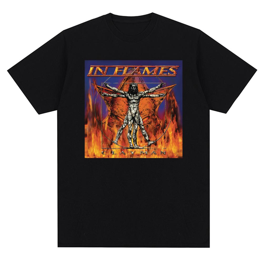 In Flames Metal Music Pattern Printed T-shirt Oversized Tops  New Harajuku Casual Short Sleeve T Shirt Unisex Clothing