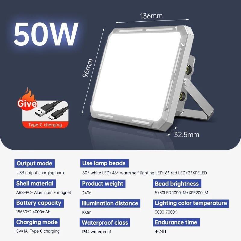 Portable LED Camping Tent Light Rechargeable Searchlight High Power Outdoor Emergency Lighting Waterproof Hanging Night Lamp
