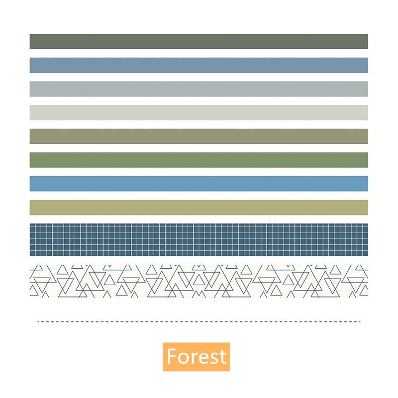 10ks Basic Color Paper Washi Tape Set 10mm 25mm Duhové lepidlo Maskovací pásky Samolepky Dekorační album Diář A6174