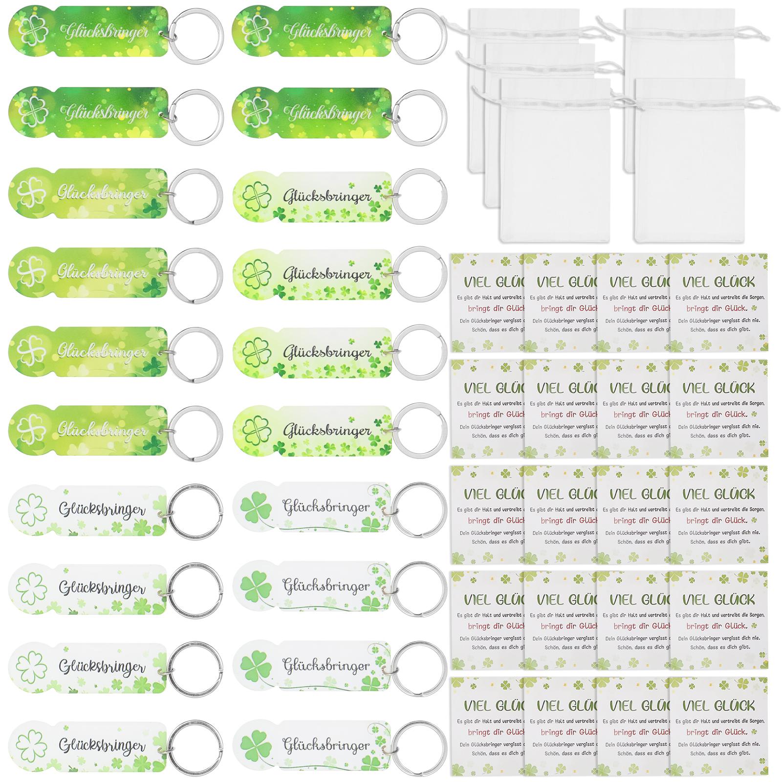 

20 Pcs Keychain Set Removable Acrylic Keychains with Card and Yarn Bag Key Ring Trolley Token Key Chain for Party Birthday Gifts зелёный