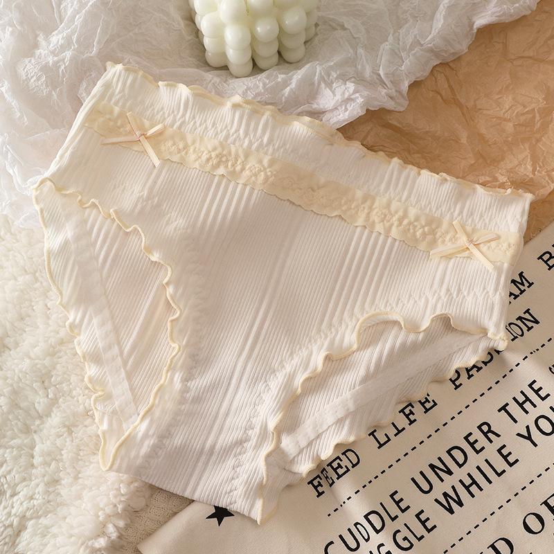 Pure Desire Girl Pure Cotton Antibacterial Crotch Underwear Women's Thin Design Mid Waist Briefs Comfortable Breathable Triangle Panties