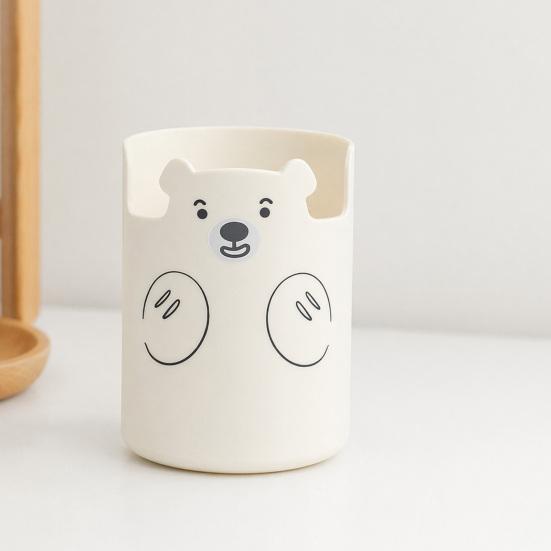 Xiaobudian Cute Bear 2-in-1 Pen Holder & Phone Stand, Macaron Colors Desk Organizer, Large Capacity Storage for Pens Makeup Brushes Scissors