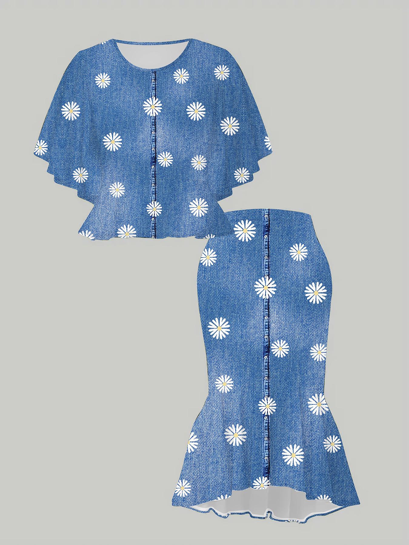 

3D принт с ковбойским узором, классический тотем, женский принт, модный большого размера, элегантный, универсальный для всех сезонов. Футболка, Юбка и Комплект 1XL темно-синий