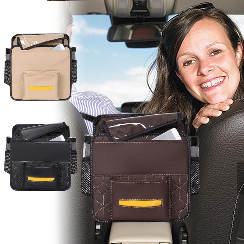 Car Storage Bag Multifunctional PU Leather Between Seats Organizer Portable & Reusable Car Spacious Storage For Phone Purse Keys
