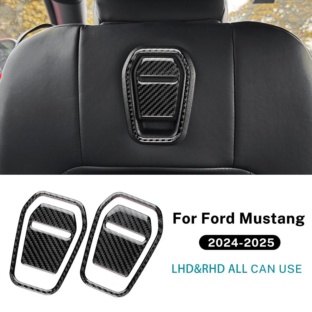Real Soft Carbon Fiber Sticker For Ford Mustang GT Dark Horse EcoBoost 2024 2025 2026 2027 LHD RHD Car Seat Handle Interior Trim