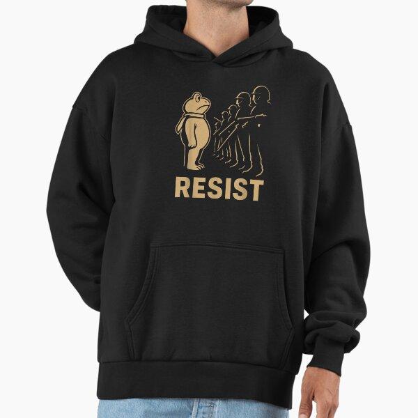 

Men Premium Cotton Harajuku Hoodies Portland Frog Protest Resist Vintage Art Print Funny Style Round Neck Casual Pullover S