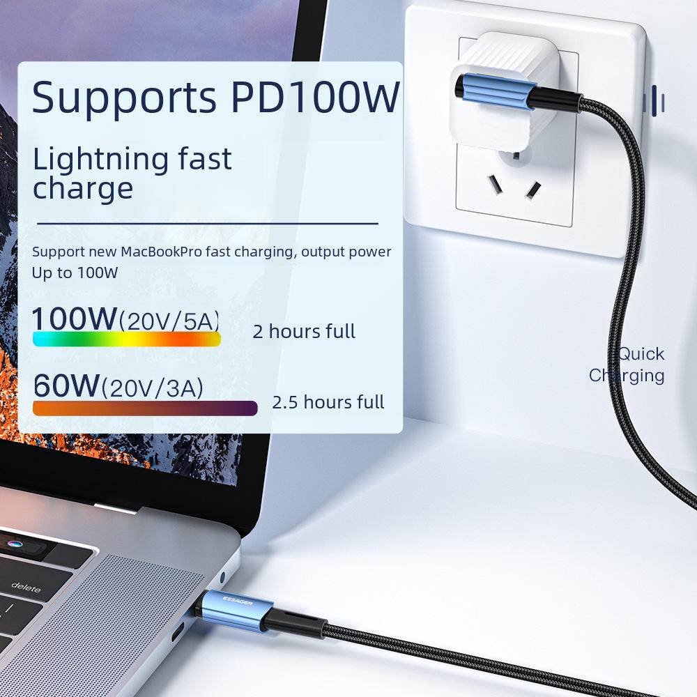 Essager Dual Type-C Elbow PD100W Fast Charging Cable for Laptops