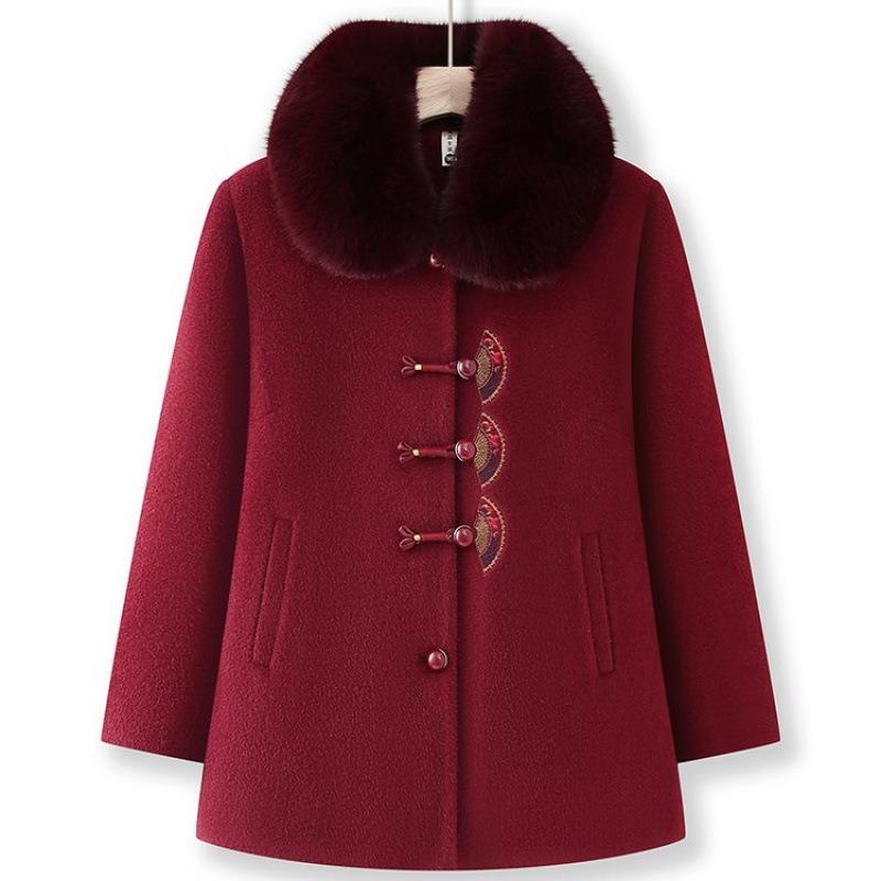 

Зимняя шерстяная куртка с начесом, утолщенная стеганая куртка, женское зимнее теплое пальто 1XL [recommended 80-50kg] красный