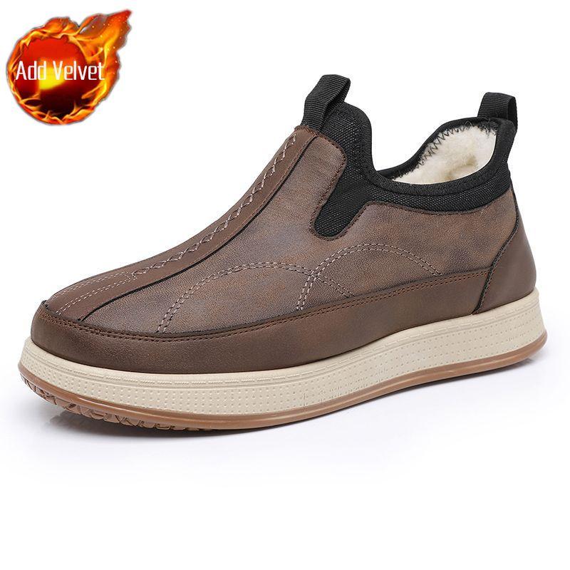 

Men s Winter New Thickened Fleece Lined Merino Wool Snow Boots High Top Thick Sole Anti Slip Slip On Casual Korean Design 38