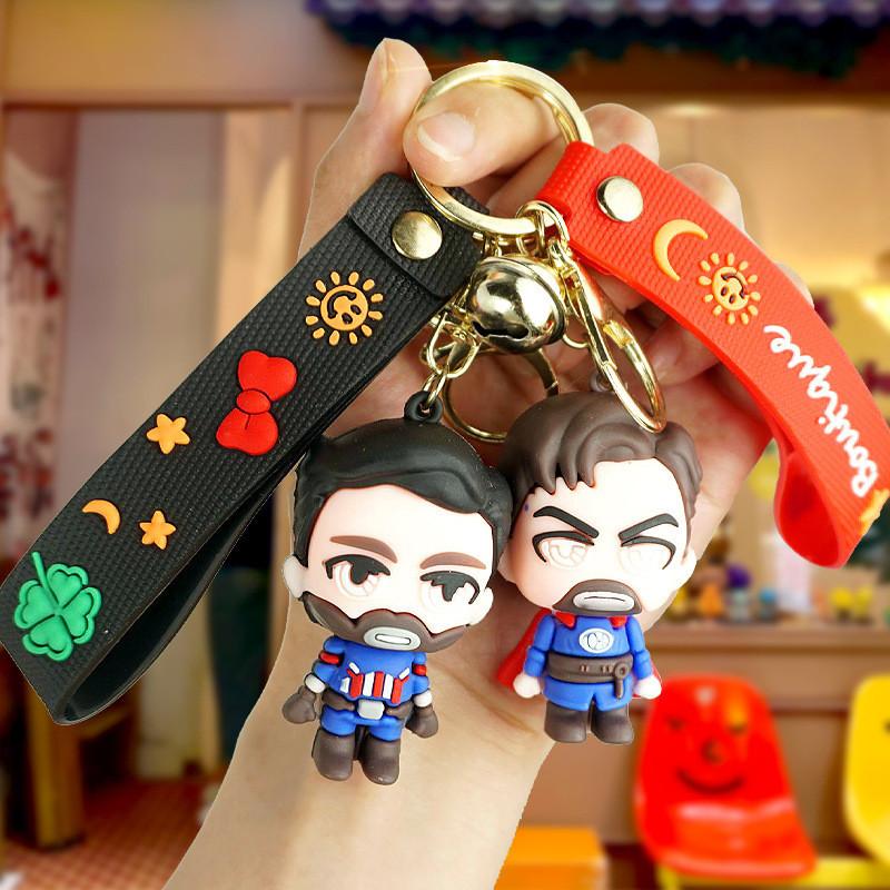 Adorable Marvel Cartoon Spiderman Couple Keychain Rubber Key Accessories