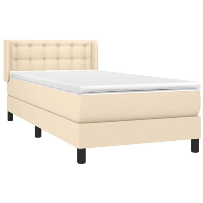 3130006 vidaXL Divan Bed with Mattress Cream 90x200 Cm Fabric