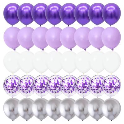 40PCS Silver White Purple Metal Latex Confetti Balloons Wedding Decorations Matte Globos Birthday Party Decorations