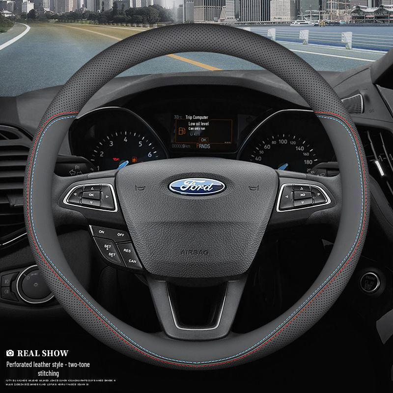 Universal All-Season Steering Wheel Cover for Ford Models: Edge, Escort, Escape, EcoSport, Taurus, Kuga, Mondeo, and Focus.