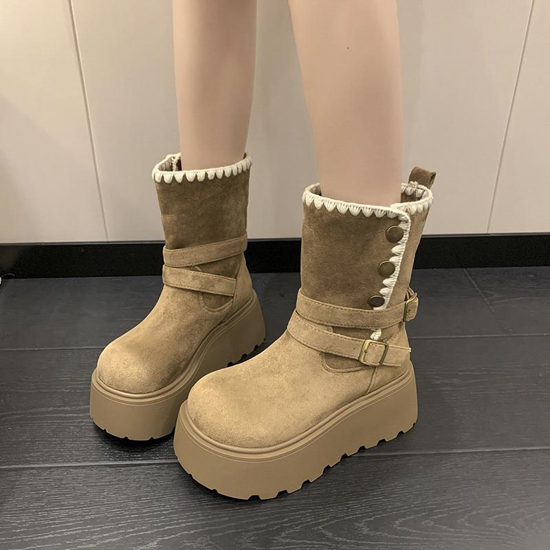 Fashion Winter Platform Thick Sole Women Snow Boots Chunky Style Women's Fur Shoes Female Comfort Keep Warm Cotton Short Booties