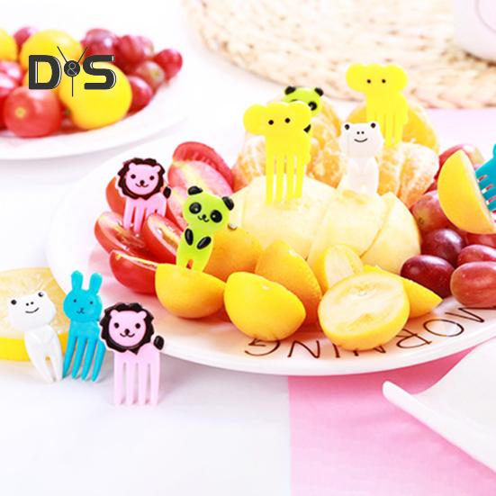 10 Stück zufällige Farbe, wiederverwendbar, langlebig, niedliches Tier-Fruchtstäbchen