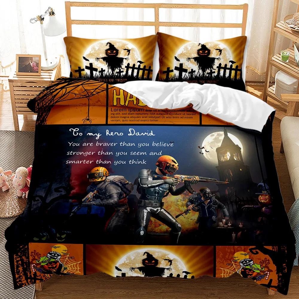 Copripiumino Halloween King Size, Gatto Strega Cartone Animato Luna Zucche Notte Spaventosa Coperta Trapuntata Set Biancheria da Letto in Microfibra per Bambini Ragazze