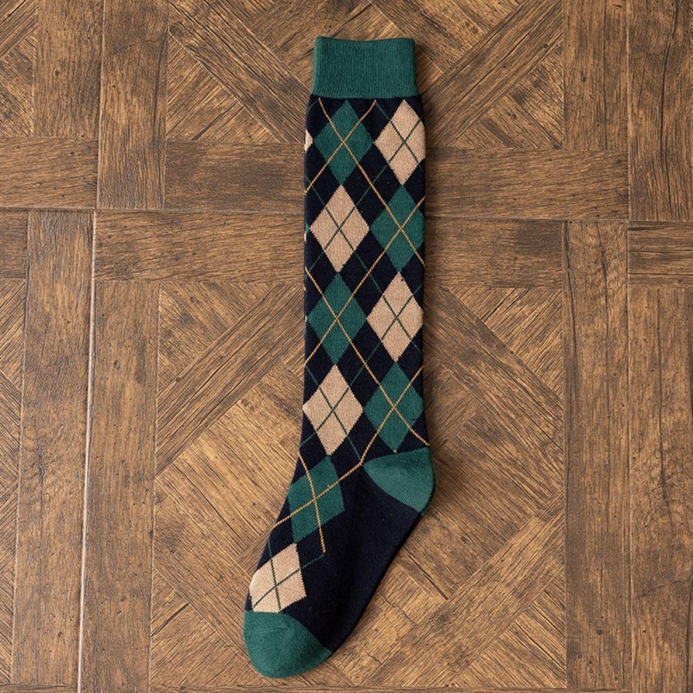 Rutiga knähöga strumpor Streetwear JK-strumpor Dammode Randiga rutiga strumpor Lolita