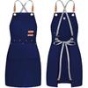 chef apron bib tool apron for man woman cross back straps with 4 pockets for kitchen cooking gardening baking working