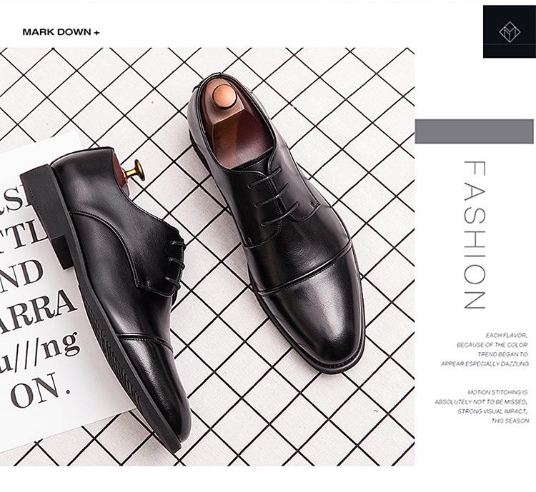 Men's Fashion Lace-up Pointed Toe Leather Derby Shoes - Plus Size, Formal, Business Casual