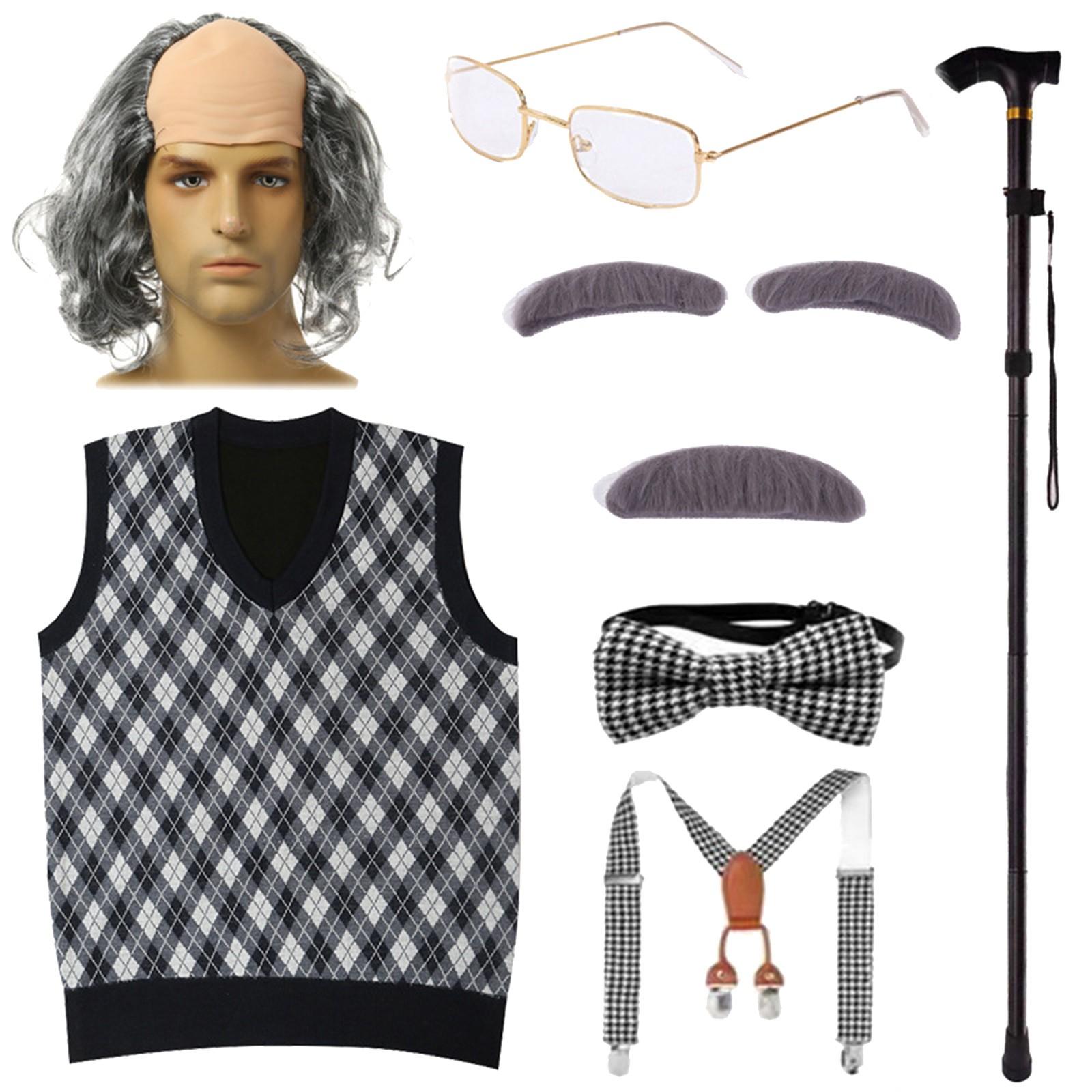 

Дедушка, костюм для пожилых людей на 100-й день в школе, костюм дедушки, мужской реквизит 165 серебряный