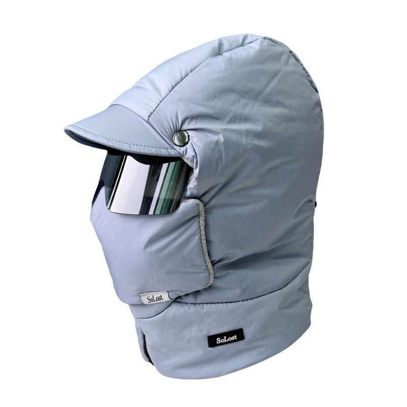 New windproof hat men's winter thickened warm cotton hat riding electric vehicle cold mask ear protection women