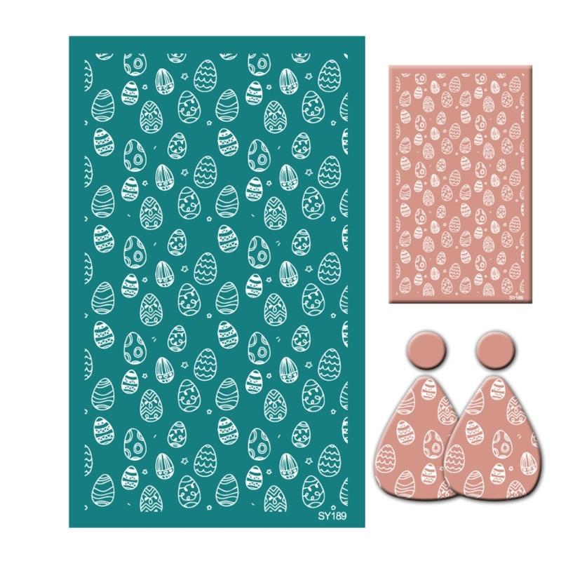Bunnies Eggshell Silkscreen Print Stencils 6.3x4Inch Washable for Clay Earrings Jewelry Making Printing on Clay Fabric