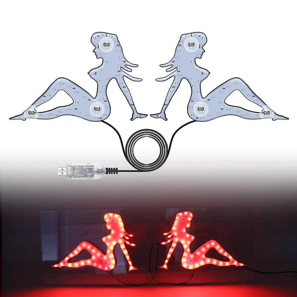 Funny USB Beauty Girl LED Light Car Rear Windshield Decorative Light High Brightness Wick Car Spoof Decoration