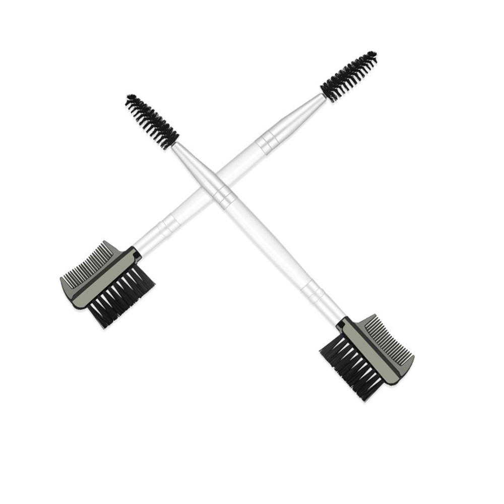 Make-up-Werkzeug Edelstahl Doppelseitige Make-up-Pinsel Augenbrauenkamm Wimpernbürste Augenbrauenbürste