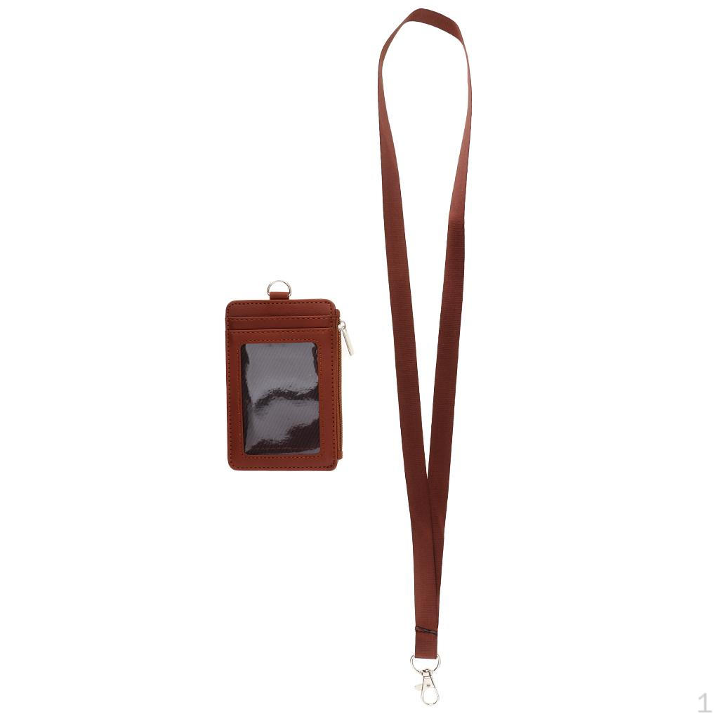 

Двусторонняя визитница из искусственной кожи с шейным ремешком коричневый