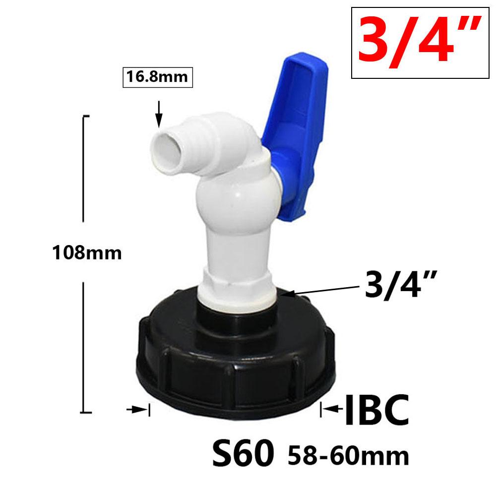 IBC Tank Tap Adapter Valve S60X6 Coarse Thread Garden Quick Connect Faucet 1/2 3/4" Male Tank Tap Accessory Fitting