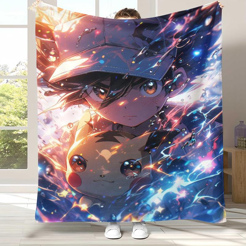 6 Style Pikachu Pokemon Flannel Blanket,Ultra Soft Warm Plush Throw for Home Bedroom Bed Sofa Cover Office Camping Picnic gift