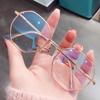 Vintage Unisex Polygon Anti- Blue Lightweight Eyeglasses Metal Frames Flat Ocular Stylish Comfy Transparent Spectacle For Female Male