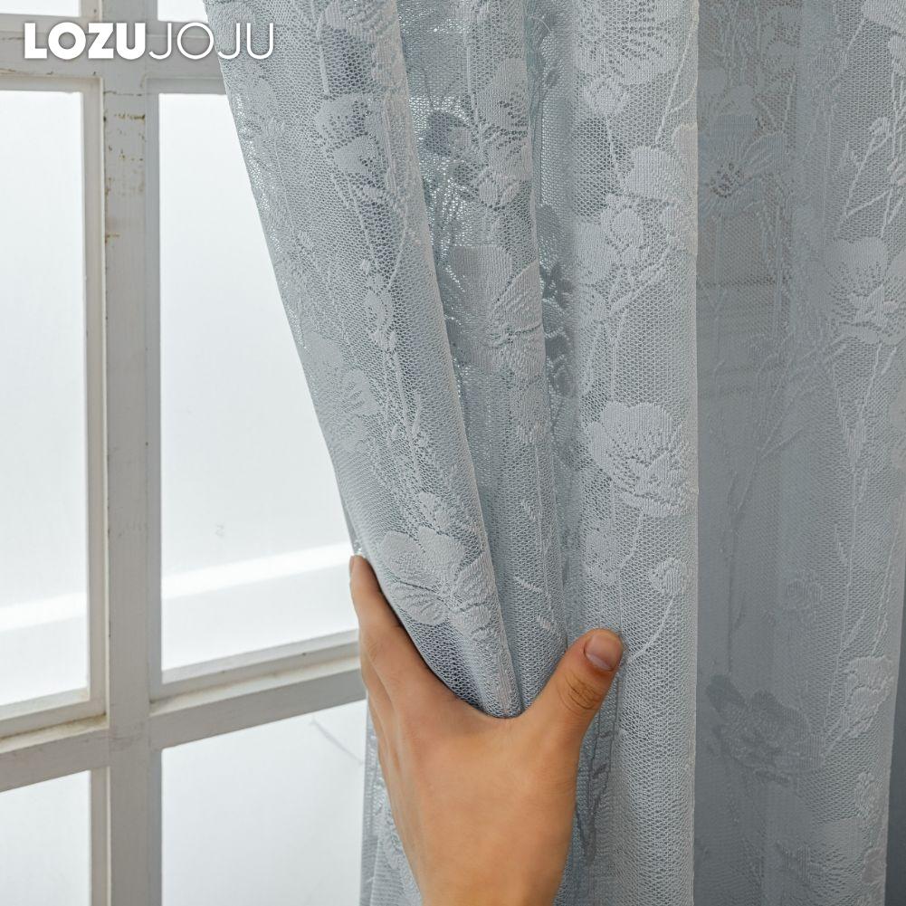 1 ks LOZUJOJU Jednoduchý moderní tylový žakárový dutý poloprůhledný průsvitný závěs do obývacího pokoje, ložnice, na balkonové okno, domácí dekorace