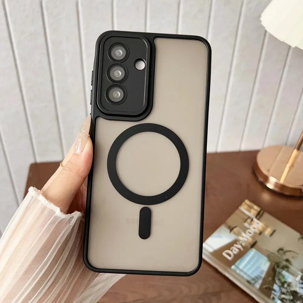 Luksusowe matowe etui magnetyczne do Samsung Galaxy S25 S24 S23 Ultra Plus A36 A35 A56 A55 A26 A16 A15 A06 A05 Pokrowiec z obsługą ładowania bezprzewodowego