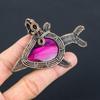 Amazing Pink Flash Labradorite Gemstone Handmade Pure Copper Wire Wrapped Fish Pendant Jewelry