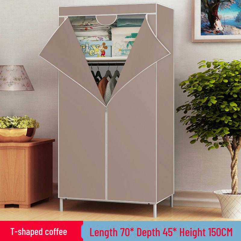 Simple Non-Woven Dustproof Folding Wardrobe with Steel Frame and Hanger