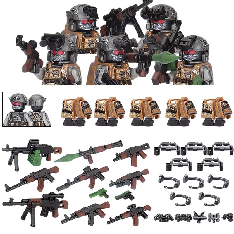 America Army Combat Uniform Special Forces Figures Building Blocks City US Special Air Service Soldier Military Weapons Toys