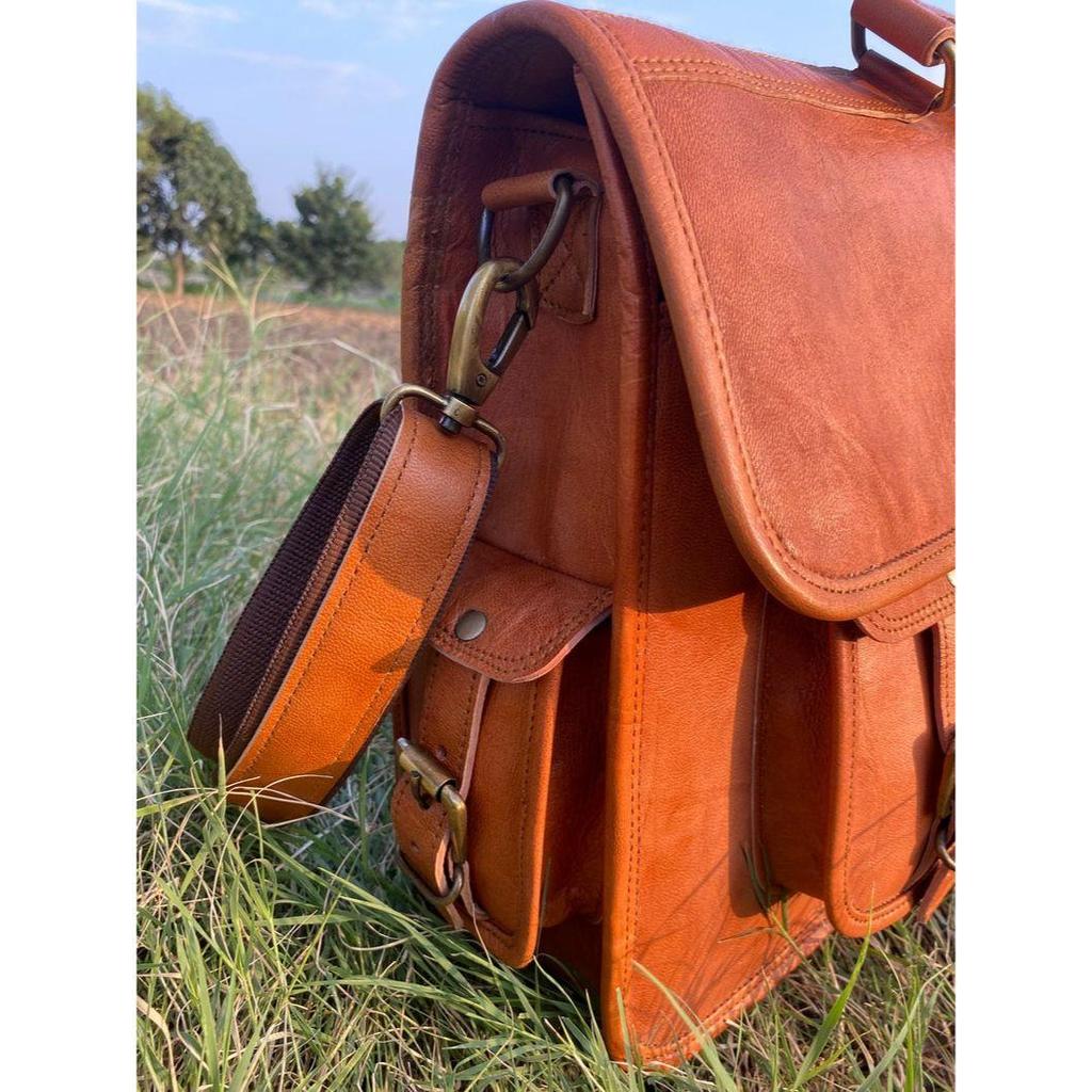 Handmade Leather Messenger Bag: Laptop Briefcase, Crossbody Satchel