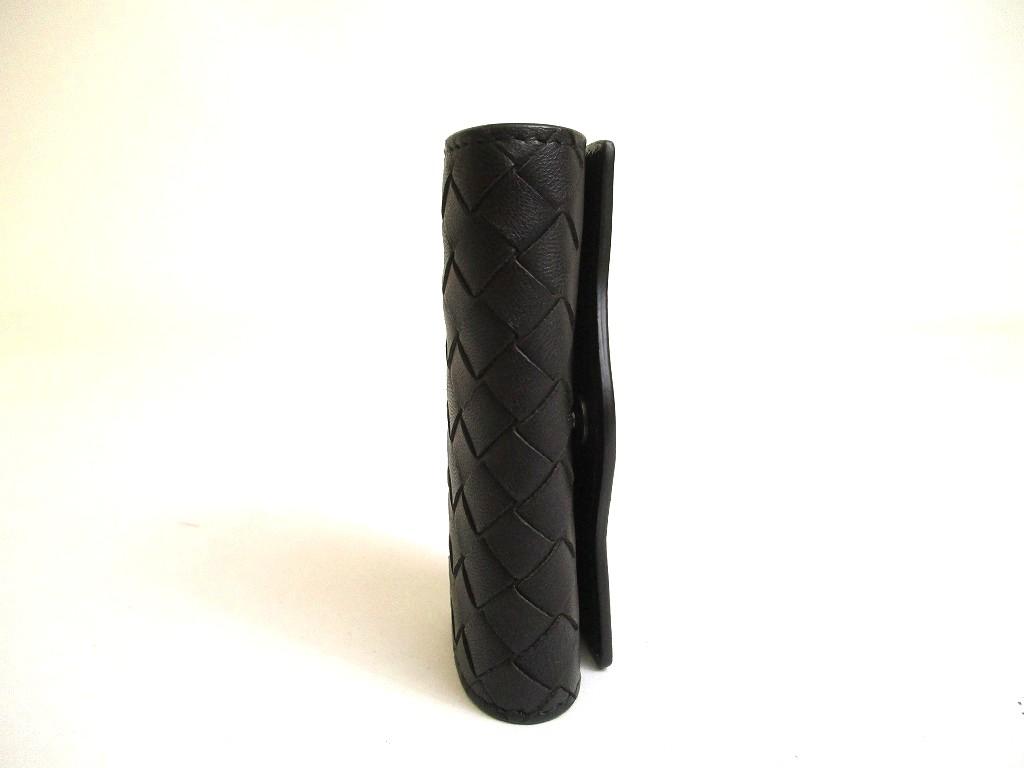 Authentic BOTTEGA VENETA Black Leather Silver H/W 4 Pics Key Chain #a960  Refurbished