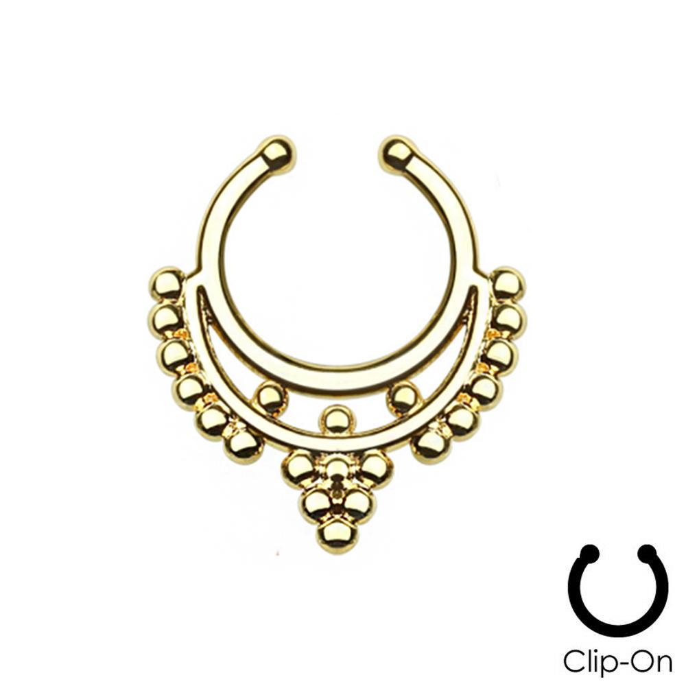 16g Steel Gold CZ Septum Fake Piercing Mix Styles Falso Septum Nose Rings Clickers Men Body Jewelry Piercing Nariz Daith Helix