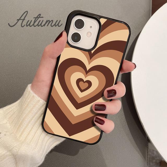 

Коричневый чехол для телефона Hearts для iPhone 11 12 13 14 Pro Max mini X XR XS SE 2020 5 6S 7 8 Plus Samsung Galaxy S21 S22 Cover shell Samsung S22ultra