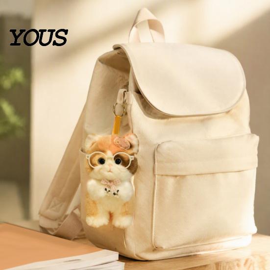 Plush Toy Accessory Cute Kitten Pendant with Glasses And Tie, Soft Stuffed Animal Gift for Kids Teens Keychain Backpacks Keys, Decorative Hanging
