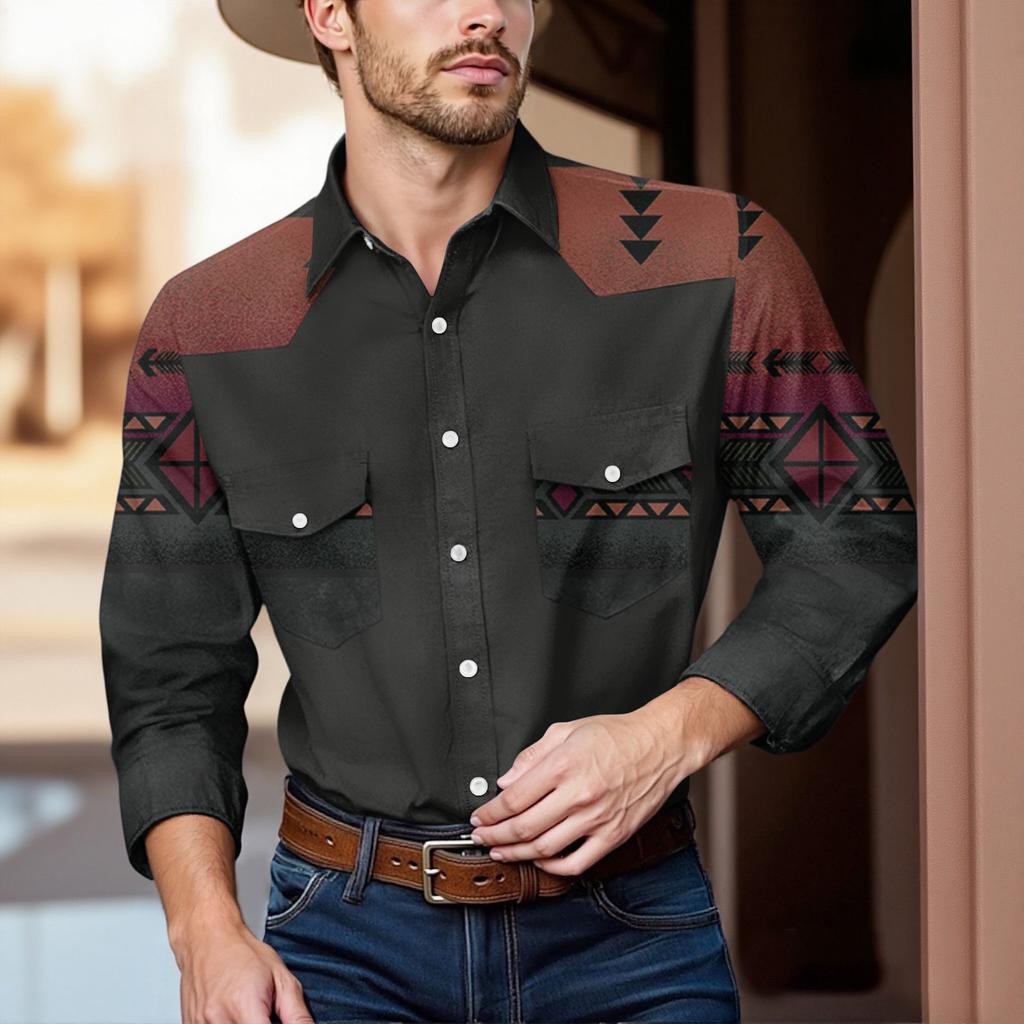 Men'S Fashionable Lapel And Shoulder Length Long Sleeved Casual Top