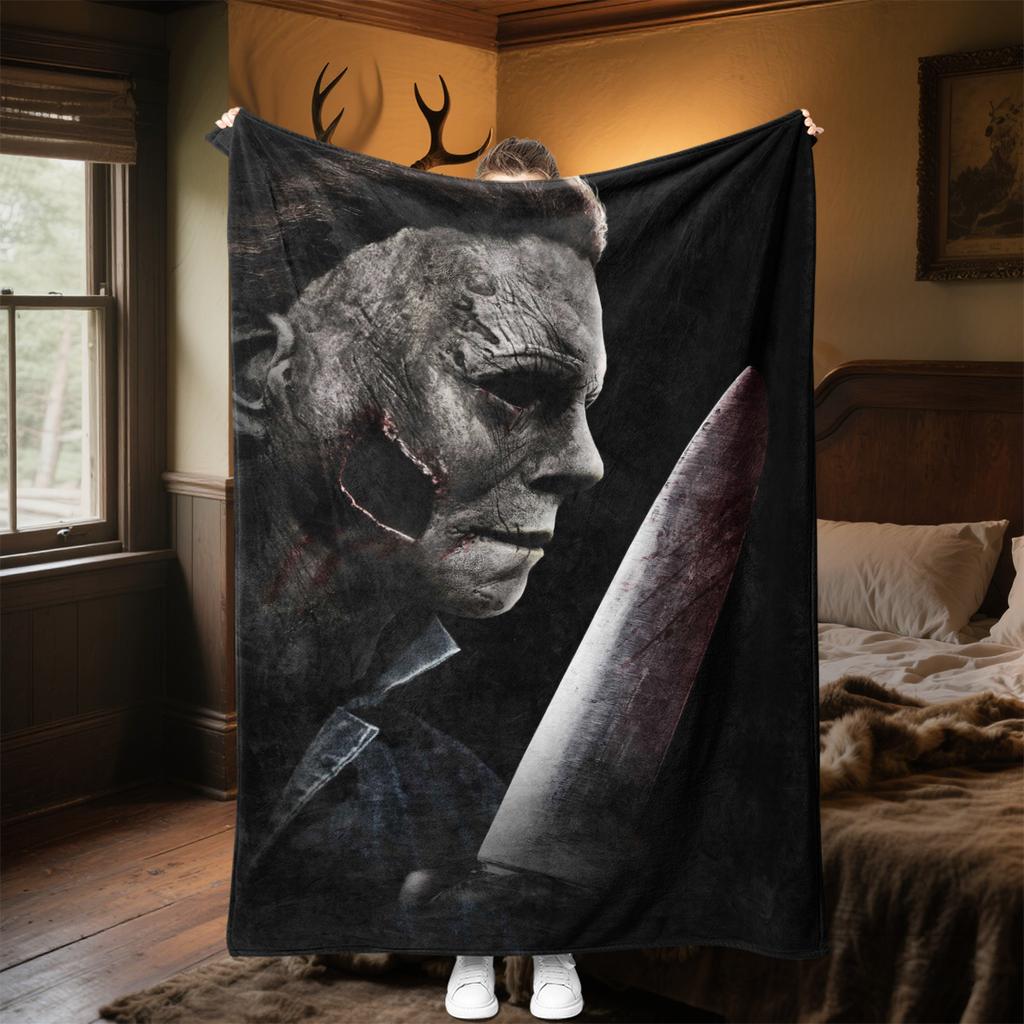 Couverture Affiche de Film d'Horreur Halloween Parfaite Toutes Saisons Douce Confortable Canapé Bureau Sieste Voyage Cadeau Festif
