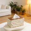 1PC Modern Minimalist Large Tissue Box Holder with Polished Brown Lid - Square Plastic Storage Organizer Suitable for Bathroom & Living Room