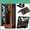 Luxury Pen Slot Leather Bracket With Stylus Case For Samsung Galaxy Z Fold 6 5 4 Retro Style Count Hinge Seismic Protect Cover