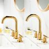 Tuqiu Bathroom Faucet Brass Widespread Gold Basin Faucet Brass Sink Faucet 3 Hole Double Handle Hot & Cold Wash Faucet Water Tap