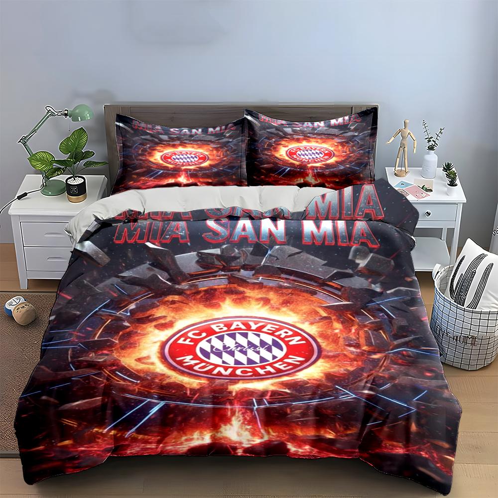FC Bayern Munich Bedding Set Bedding Set (1 Duvet Cover, 2 Pillowcases, Duvet Not Included)
