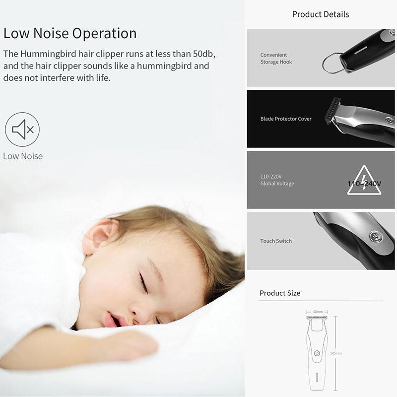 Xiaomi ENCHEN Hummingbird Elektrikli Saç Kesme Makinesi USB Şarj Düşük Gürültülü Saç Düzeltici 3 Saç Tarağı ile
